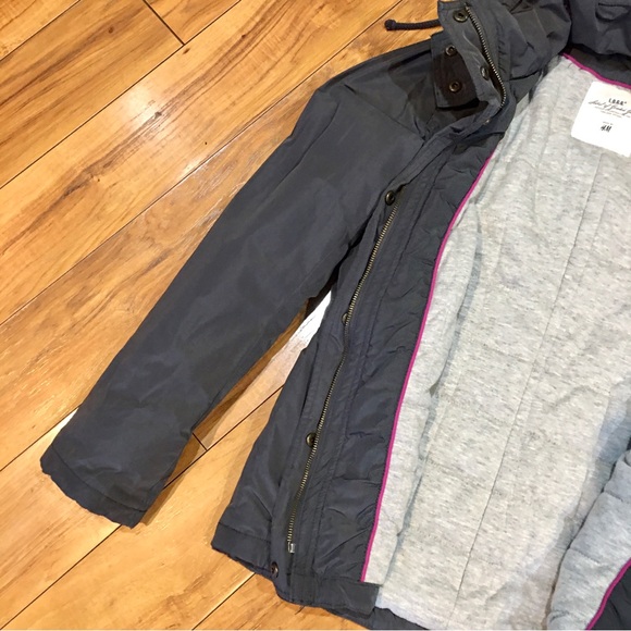 H&M winter coat jacket lined snow rain puffer small grey gray blue - Picture 4 of 14